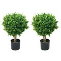 Pure Garden Artificial Julian Hedyotis Tree-Large Faux Potted Topiary Plant, 2PK 50-10008